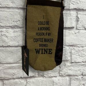Mona B Wine Bag Holder Leather Canvas Shoulder Strap Tote Humor Gift  upcycled